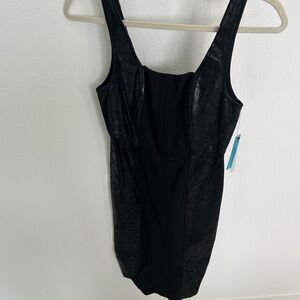 Alice + Olivia Faux Leather mixed media dress size 0.